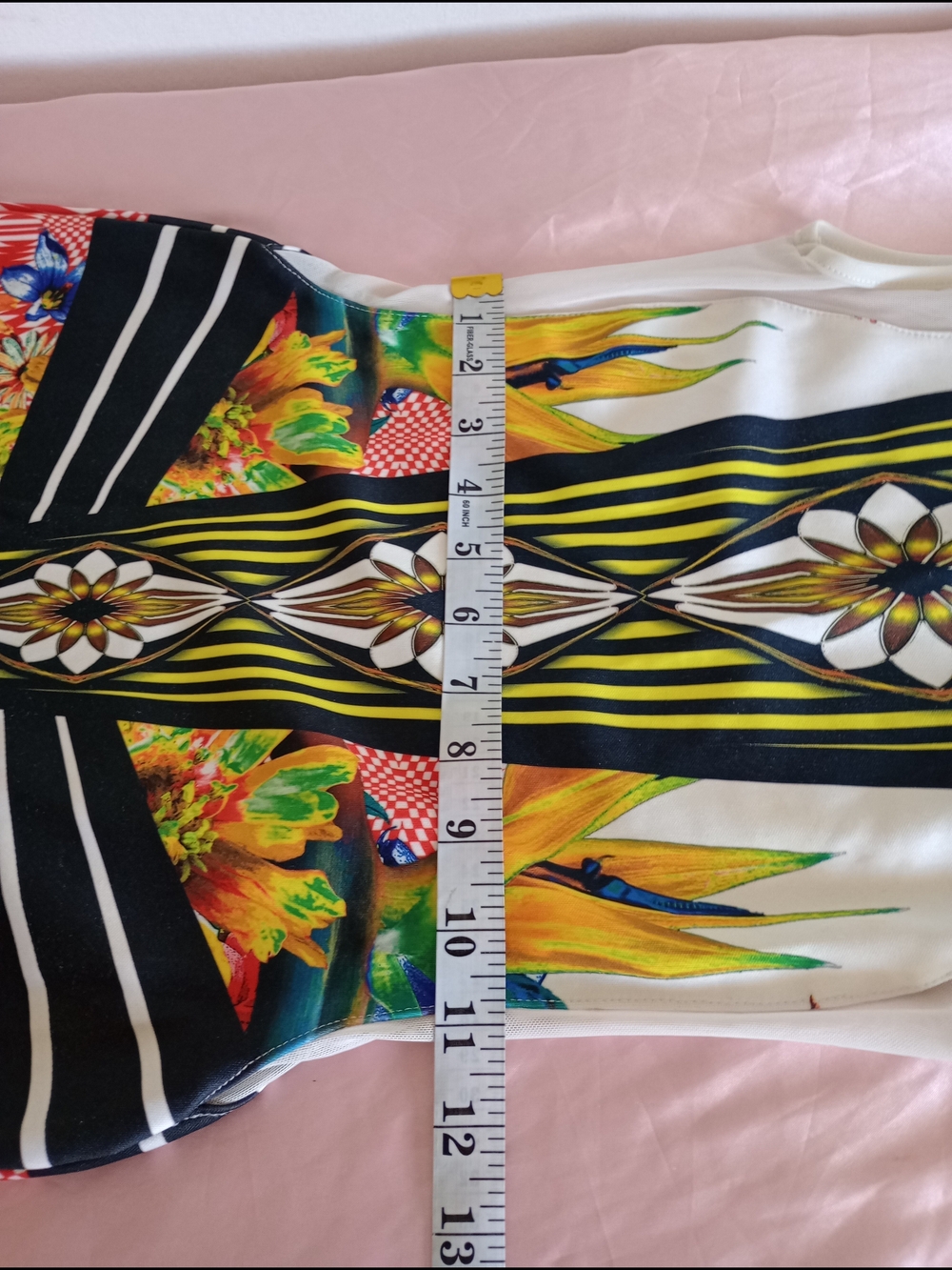 Sleeveless Multicolor Geo-Floral Midi Dress in White and Red Sz. M - Picture 9 of 13